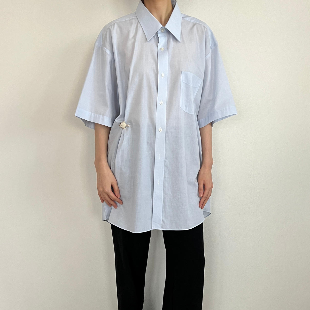 Light Blue Shirt with Pomfret Fish