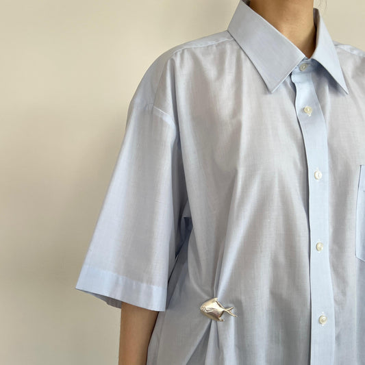 Light Blue Shirt with Pomfret Fish