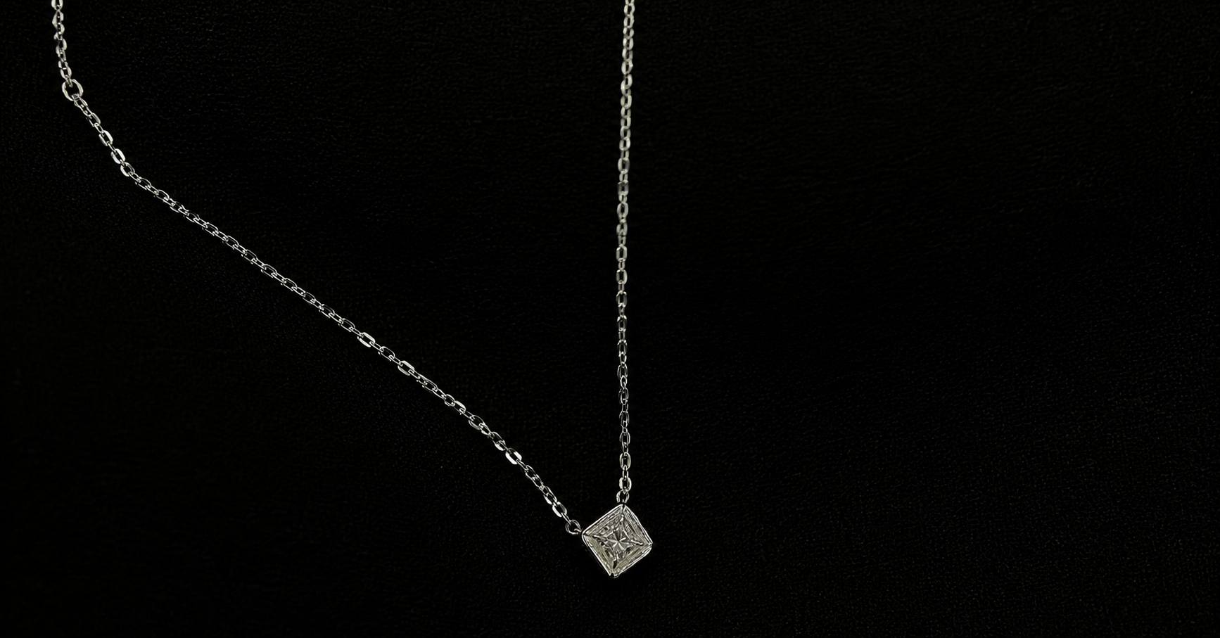 Bespoke diamond necklace on black fabric